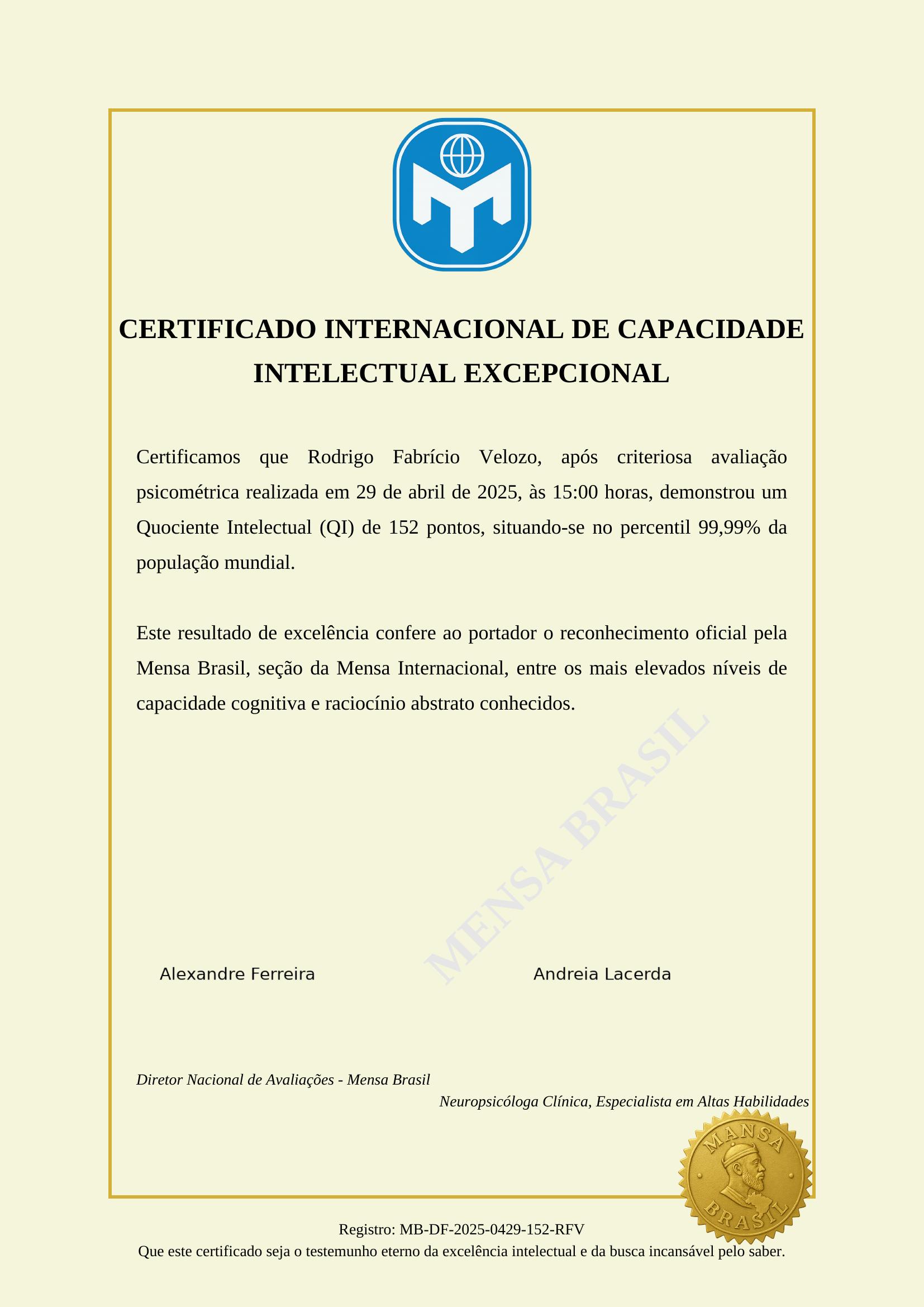 Certificado Mensa